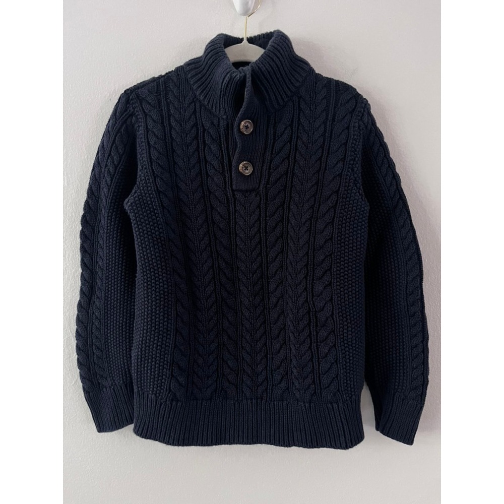 Gap‎ Kids Cable Knit Button Mock Neck Sweater Galaxy Blue size medium 8